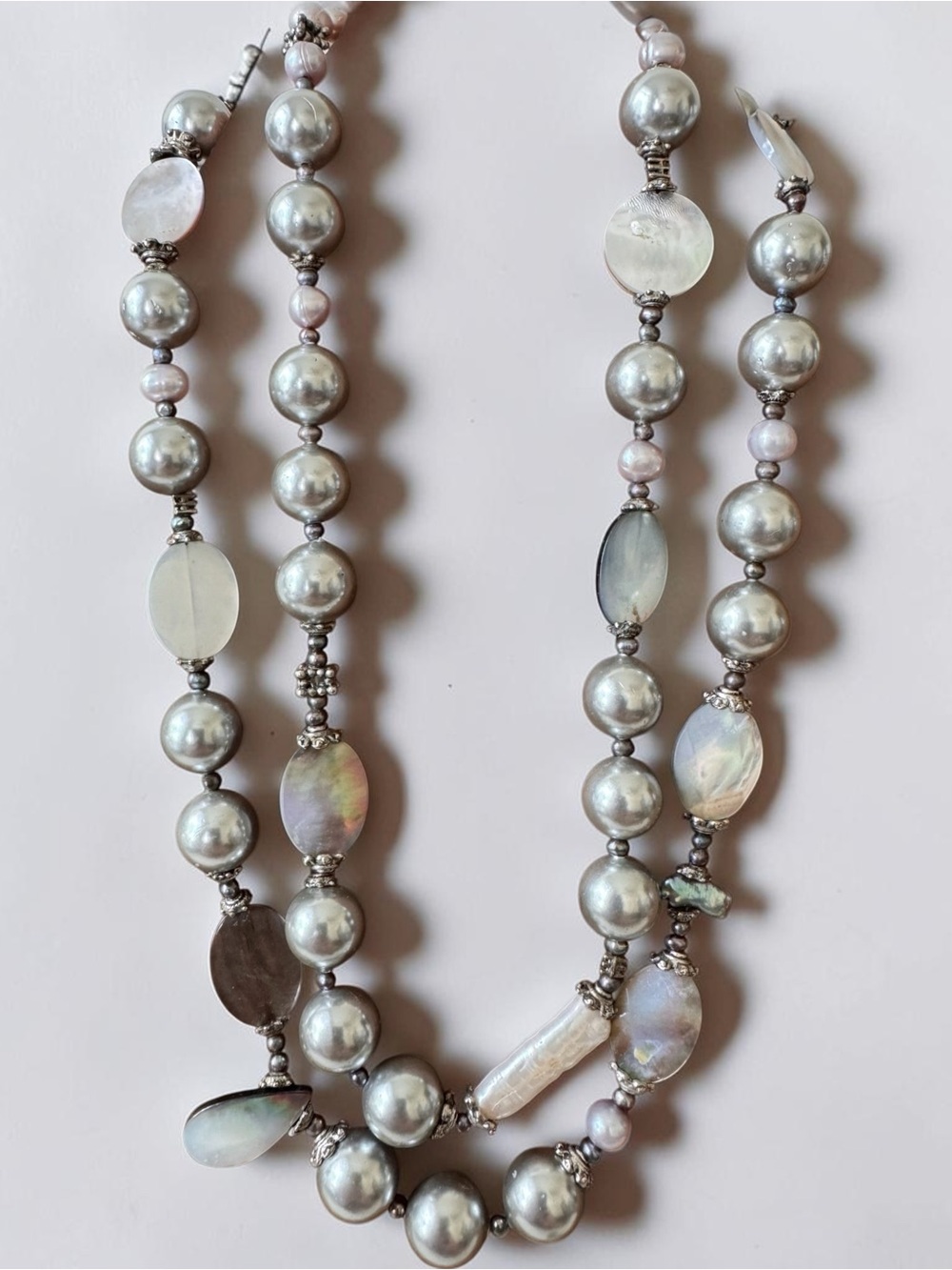 Vintage Double Strand Mother of Pearl Necklace